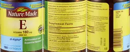 Label for Vitamin E 180 mg (400 IU)