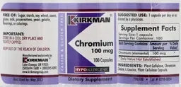 Label for Chromium 100 mcg