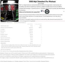 Label for 5150 High Stimulant Pre-Workout Green Apple