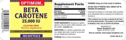 Label for Beta Carotene 25,000 IU
