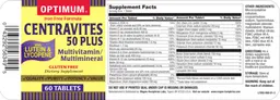 Label for Centravites 50 Plus Iron Free Formula