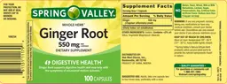 Label for Ginger Root 550 mg