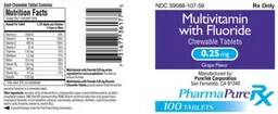 Label for Multivitamin with Fluoride Chewable Tablets 0.25 mg Grape Flavor