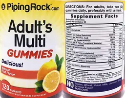 Label for Adult's Multi Gummies Natural Fruit Flavor