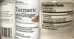 Label for Turmeric with Ginger 500 mg