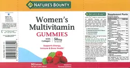Label for Women's Multivitamin Gummies with Collagen Raspberry Flavored