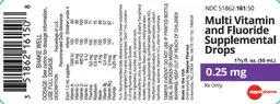 Label for Multi Vitamin and Fluoride Supplemental Drops 0.25 mg