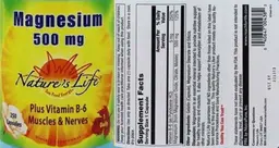 Label for Magnesium 500 mg