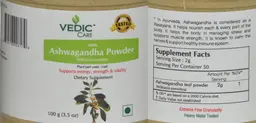 Label for 100% Ashwagandha Powder