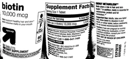 Label for Biotin Grape Flavor 10,000 mcg
