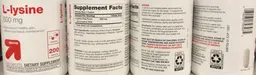 Label for L-Lysine 500 mg