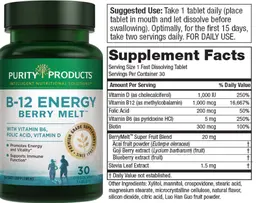Label for B-12 Energy Berry Melt