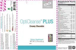 Label for OptiCleanse Plus Creamy Chocolate