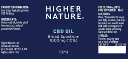 Label for CBD Oil 1000 mg