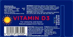 Label for Vitamin D3 Natural Peppermint Flavour