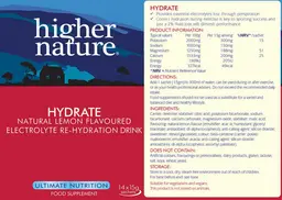 Label for Hydrate Natural Lemon Flavoured