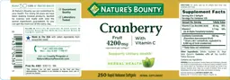 Label for Cranberry with Vitamin C