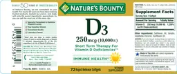 Label for D3 250 mcg (10,000 IU)