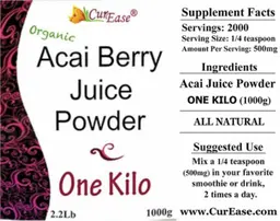 Label for Organic Acai Berry Juice Powder