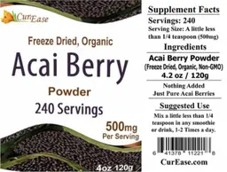 Label for Freeze Dried, Organic Acai Berry Powder