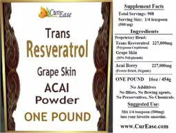Label for Trans Resveratrol Grape Skin Acai Powder