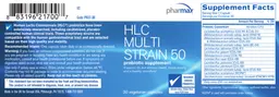 Label for HLC Multi Strain 50