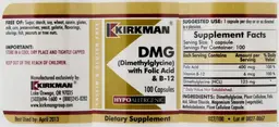 Label for DMG (Dimethylglycine) With Folic Acid & B-12