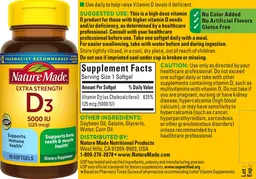 Label for Extra Strength D3 5000 IU (125 mcg)