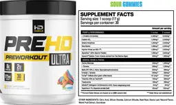 Label for PreHD Preworkout Ultra Sour Gummies