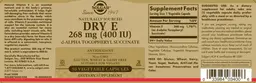 Label for Naturally Sourced Dry E 268 mg (400 IU)