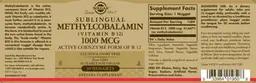 Label for Sublingual Methylcobalamin 1000 mcg