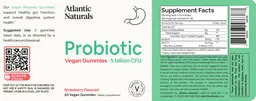 Label for Probiotic 5 billion CFU Vegan Gummies Strawberry Flavored