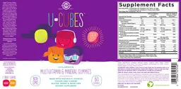 Label for U-Cubes Children's Multi-Vitamin and Mineral Gummies