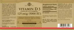 Label for Vitamin D3 5000 IU