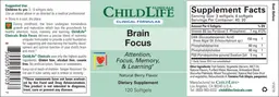 Label for Brain Focus Natural Berry Flavor