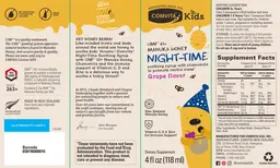 Label for Night-Time Soothing Syrup With UMF 10+ Manuka Honey Grape Flavor