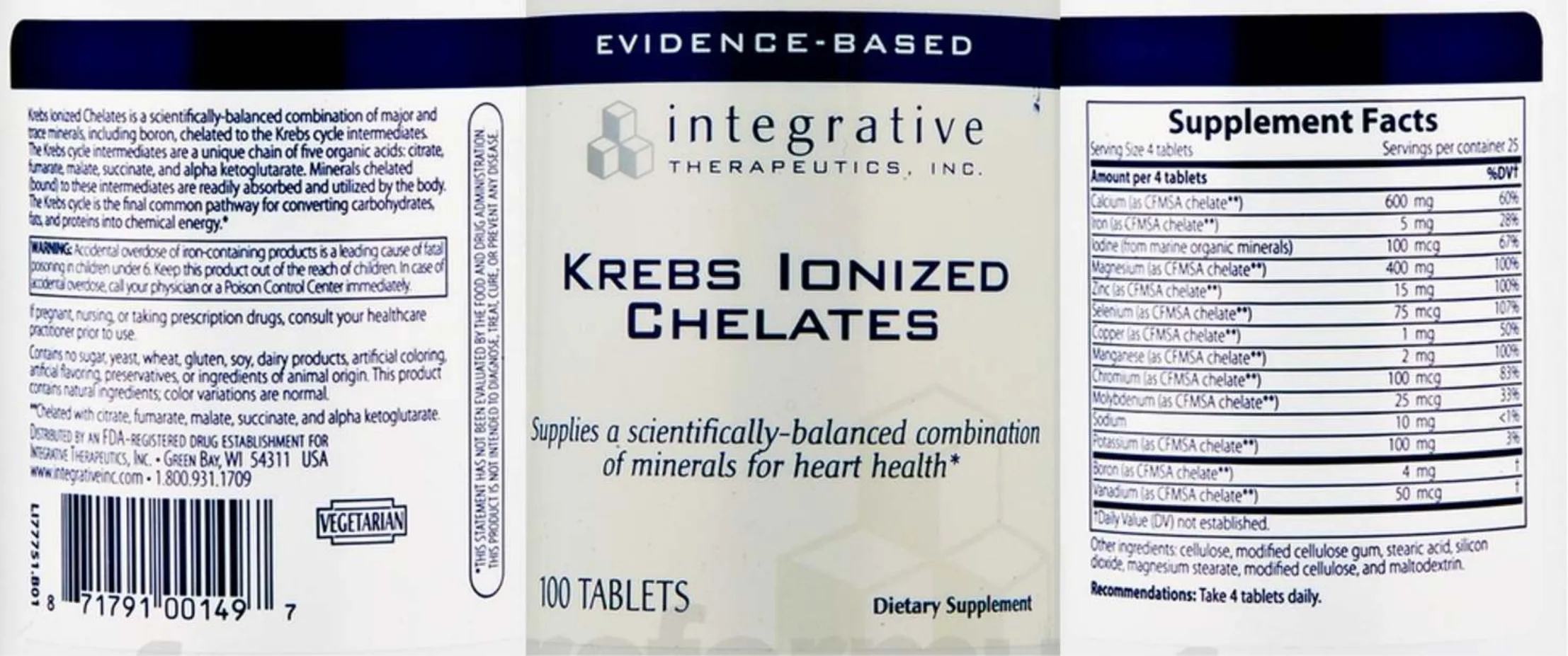 Label for Krebs Ionized Chelates