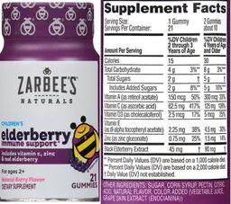 Label for Children's Elderberry Immune Support Natural Berry Flavor