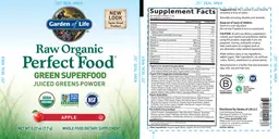 Label for Raw Organic Perfect Food Apple