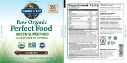 Label for Raw Organic Perfect Food Chocolate