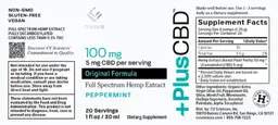 Label for PlusCBD Original Formula Peppermint 100 mg
