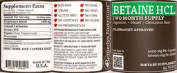 Label for Betaine HCL