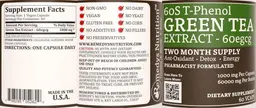 Label for 6oS T-Phenol Green Tea Extract - 6oegcg 1000 mg