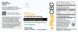 Label for PlusCBD Extra Strength Formula Peppermint 750 mg