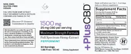 Label for PlusCBD Maximum Strength Formula Peppermint 1500 mg
