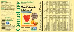 Label for Multi Vitamin & Mineral Natural Orange/Mango Flavor