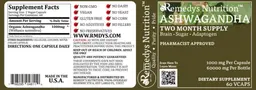 Label for Ashwagandha 1000 mg
