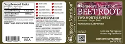 Label for Beet Root 1000 mg