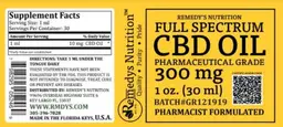 Label for Full Spectrum CBD Oil 300 mg