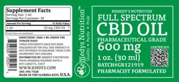 Label for Full Spectrum CBD Oil 600 mg